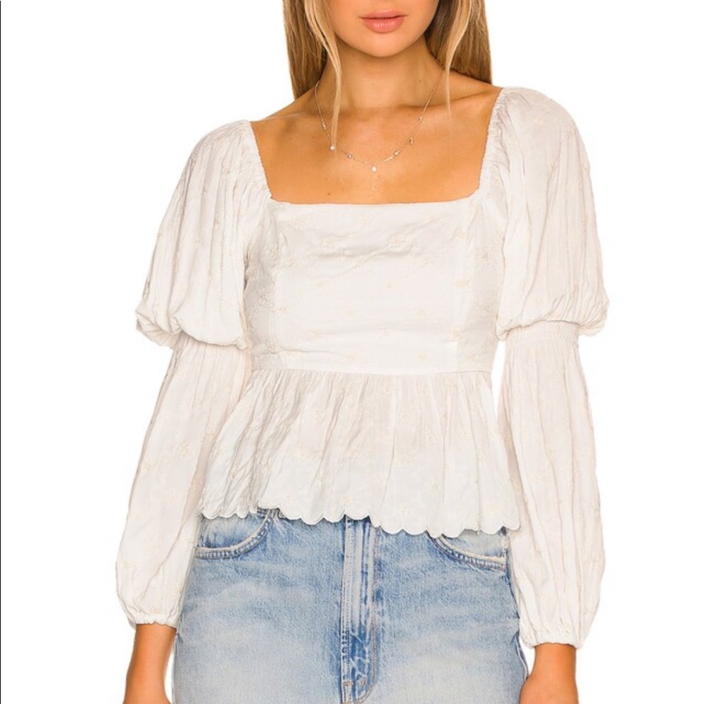 NWTS Line & dot Dakota top in white
